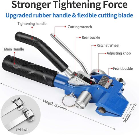 Steel Banding Strapping Kit - Steel Strapping Tool Screw-Type Tensioner&Cutter, 100Ft×3/4'' S304 Banding Coil with Blue Tray, 100ps Steel Buckles, Metal Banding Tool for High Tensile Metal Packing in Saudi Arabia