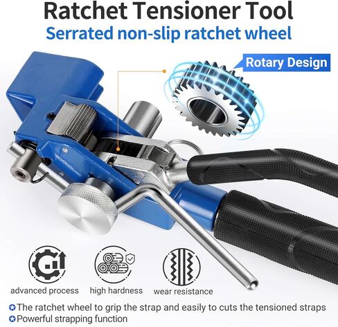 Steel Banding Strapping Kit - Steel Strapping Tool Screw-Type Tensioner&Cutter, 100Ft×3/4'' S304 Banding Coil with Blue Tray, 100ps Steel Buckles, Metal Banding Tool for High Tensile Metal Packing in Saudi Arabia