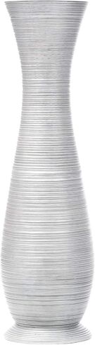 Leewadee Large Floor Vase – Handmade Flower Holder Made of Wood, Sophisticated Vessel for Decorative Branches and Dried Flowers, 36 inches, Silver-Coloured in Saudi Arabia