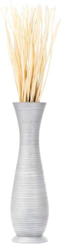 Leewadee Large Floor Vase – Handmade Flower Holder Made of Wood, Sophisticated Vessel for Decorative Branches and Dried Flowers, 36 inches, Silver-Coloured in Saudi Arabia