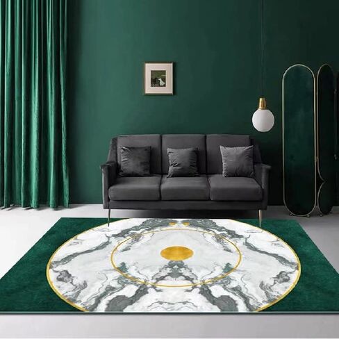 Abstract Emerald Green Marble Area Throw Rug for Bedroom Office Non-Slip Modern Rugs Indoor Home Decor Washable Carpet, 3'x5' in Saudi Arabia