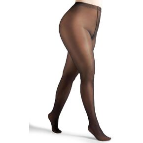 LASETA Opaque Tights for Women with Sheer Black High-Waist Control Top Fake Translucent Pantyhose