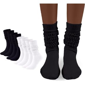 FLYDO 4 PACK Womens Slouch Socks Scrunch Socks Soft Thigh High Boot Socks for Women Legs Warmers Socks Size 5-11