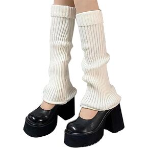 SUNTRADE Women Girls Knitted Leg Warmers, Knee High Stretch Stockings Japanese Kawaii Boot Socks