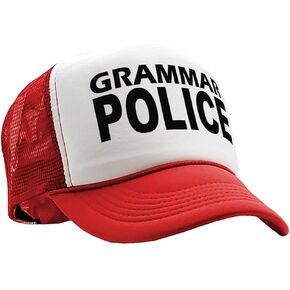 The Goozler - Grammar Police - Funny Parody English Joke - Vintage Retro Style Trucker Cap Hat