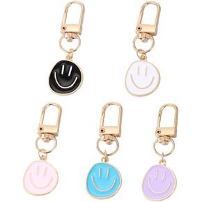 CHENXIKK 5Pcs Smile Expression Keychains for Women Cute Handbag Key ChainCar Key Pendant For Earphone Case Purse Decoration