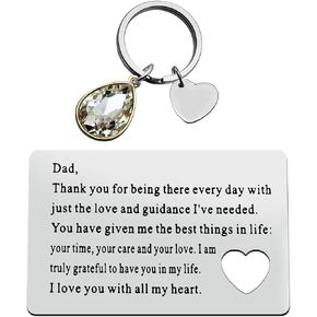 Father's Day Gift Metal Wallet Insert Card for Father Dad Birthday Gift for Dad from Daughter Son Engraved Wallet Insert Card Keychain Set Gift Thank You Gift Appreciation Gift Wedding Funny Dad Gift