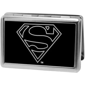 Buckle-Down Metal Wallet-Superman Logo Outline Reverse Brushed