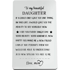 Xiahuyu Daughter Gifts from Mom Engraved Wallet Insert Card for Daughter Graduation Gifts Inspirational Gifts for Daughter Wedding Mothers Day Gift Christmas Birthday Gifts for Daughter