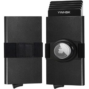 YWHBK Minimalist Card Holder Wallet for Men,Front Pocket Slim RFID Blocking Pop up Metal Wallet Credit Card Case with Cash Band Airtag Case,12+ Cards Storage