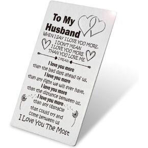 WINOESHE I Love You Gift for Husband Wallet Card Gift for Husband Men Boyfriend Women Happy Anniversary Card Gifts for Men Romantic Engraved Wallet Card for Husband Men Boyfriend Women,LOVEHuak9