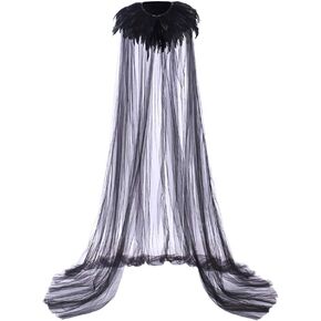 ZIXUN Women's Chiffon Halter Neck Cloak Wedding Bridal Thin Shawl Cape Ladies Long Cloak
