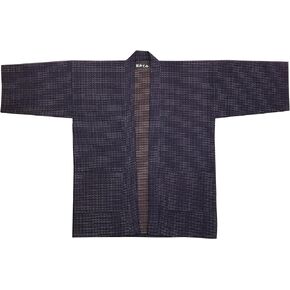 Made in Japan Happi Loose Jacket Clothing Robe Kimonoquilted Sashiko Brown stitch FREE