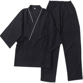 OWLONLINE Men's Japanese Kimono Cotton Pajamas Suit