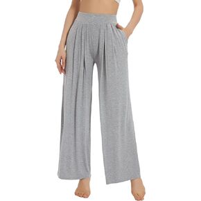 سراويل WiWi النسائية واسعة الساق Palazzo Lounge بنطلون رياضي فضفاض خفيف الوزن مريح للنوم مع جيوب S-XXL