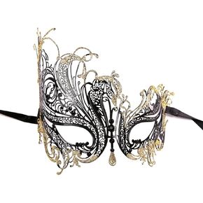 قناع تنكر البندقية الفاخر للنساء على شكل بجعة معدنية من فيلم Filigree مقطوع بالليزر - One Size in Kuwait