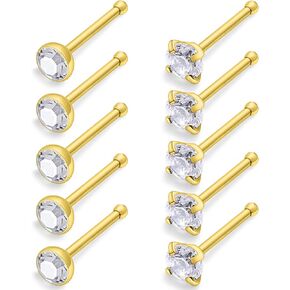 Lcolyoli Nose Rings 22G 20G 18G Nose Studs Surgical Steel Nose Piercings Nostril Piercing Jewelry for Women 2mm Clear CZ