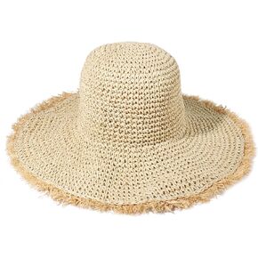 XOCARTIGE Sun Hats Women Straw Hats Wide Brim Summer Beach Hats Foldable Fringed Floppy Fedora Hats Summer Vacation Accessory