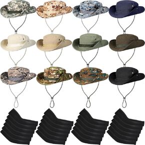 ليوموي 12 قطعة من قبعات بوني بالجملة 12 زوجًا من اكمام الذراع، قبعة بوني عسكرية مموهة للمشي لمسافات طويلة والسفاري والصيد والشاطئ وركوب القوارب والعمل في الهواء الطلق للرجال والنساء in Kuwait