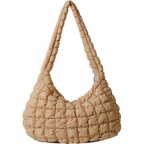 Quilted Tote Bag for Women, Puffer Shoulder Hobo Purse Crossbody Bag Lightweight Padding Handbag