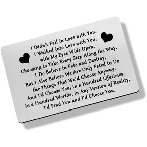 Heigebi الفولاذ المقاوم للصدأ محفورة المحفظة إدراج بطاقة المحفظة تذكار عاطفية له هدايا الزوج صديقها لذكرى عيد ميلاد صغير الحب ملاحظة إدراج بطاقة محفظة معدنية بطاقة للرجال in Kuwait