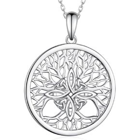 qielizhu Tree of Life Necklace 925 Sterling Silver Family Tree Necklace Tree of Life Witch Knot Pendant Jewelry Gifts for Women Girls