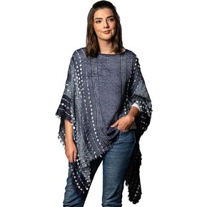 DEMDACO Textured Navy Blue One Size Fits Most Polyester Fabric Pashmina Shawl Poncho