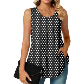 Bestbee Women's Dressy Chiffon Blouses Crew Neck Sleeveless Tunic Tops Office Cute Work Shirts 2024 Summer Casual Tank Tops