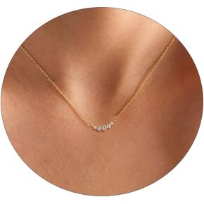 Sewyer Cubic Zirconia Diamond Choker Necklace for Women 14K Gold Plated CZ Necklaces Dainty CZ Solitaire Leaf Pendant Everyday Jewelry Gifts