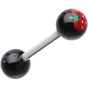 Covet Jewelry Strawberry Acrylic Top Barbell Tongue Ring