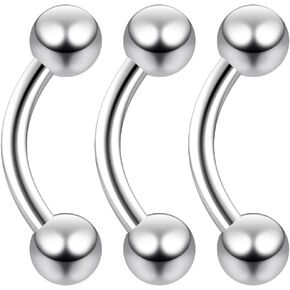 Evonix 3 قطعة 14 جرام منحني الحديد Daith Rook Conch Labret Helix الشفاه الدائري الزنمة الحاجب الغضروف in Kuwait