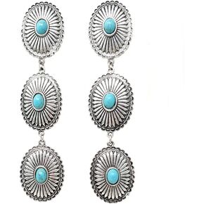 Emulily Western Concho Drop Dangling Earrings Boho Western Flower