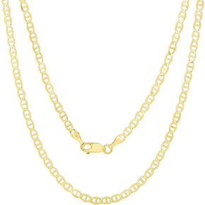 Nuragold 10k Yellow Gold Solid 3mm Anchor Mariner Link Chain Pendant Necklace, Womens Mens Lobster Clasp 16" 18" 20" 22" 24" 26" 28" 30"
