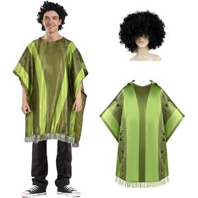 Bruno Costume for Adult, Bruno Cosplay Costume Cloak Cape Halloween Robe Suit Outfit Dress up for Men Women,with Wig (Green, M)