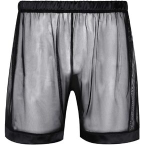 Men's Mesh See-Through Loose Lounge Boxer Shorts Underwear Summer Beachwear