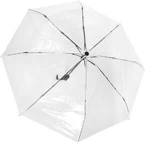 Acouto Transparent Umbrella, Full Automatic 3 Folds Folding Transparent Auto Open Close Umbrella, Vented Windproof Clear Compact Small Sturdy Umbrella for Outdoor Rain Wedding