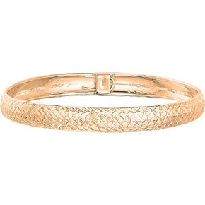 Savlano 925 Sterling Silver 9MM Diamond Cut Bangle Bracelet - 14K Gold Plated 7.5" inch Bracelet for Women Comes with Gift Box - Made in Italy