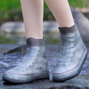 SooGree Shoe Covers Waterproof Rain Shoes Covers Reusable Foldable Rain Boots Slip Resistant Rubber Sole Overshoes Protectors for Cleaning Camping Travel Rain Galoshes with Buttons