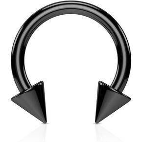 Pierced Owl 16GA Titanium Plated 316L Surgical Steel Spike Cone Ends Horseshoe Circular Barbell