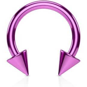 Pierced Owl 16GA Titanium Plated 316L Surgical Steel Spike Cone Ends Horseshoe Circular Barbell