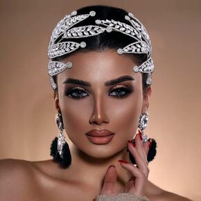 ULAPAN Wedding Headbands Bridal Headpieces Rhinestone Accessories Bride Bridesmaid Women Handmade (Silver)