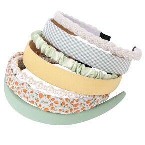 Drnytunk Headbands for Women,Pearl Headband Floral Headbands Padded Headbands for Women Vintage Wide Headband for Women Bandana Hair Accessories for Women,Pink