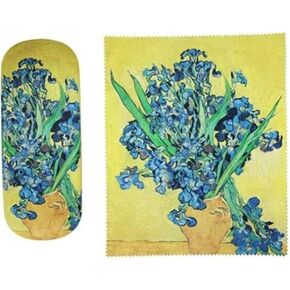Vincent Van Gogh Painting Art Premium Quality Irises in Vase Eyeglass Case and Matching Microfiber Eyeglass Cleaning Cloth
