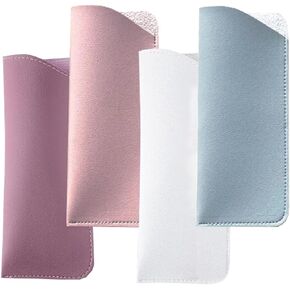 4PCS Soft Leather Glasses Case, Soft Glasses Case for Women, Soft Reading Glasses Case Bag, Reading Glasses Case for Women, Portable Thin Reading Eyeglasses Case, Small Sunglasses Pocket Pouch for Men
