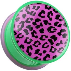 Covet Jewelry Retro Purple Leopard Print Single Flared Ear Gauge Plug