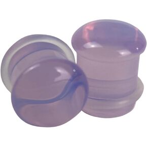 Mystic Metals Body Jewelry Pair of Lavender Opalite Single Flare Plugs (STN-741)