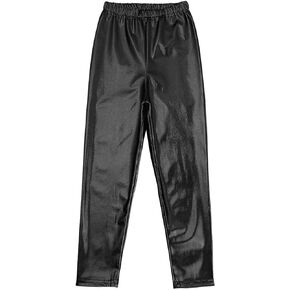 Girls Kids Shiny Metallic Dance Fashion Leggings Tights Loose Fit for Modern Hip Hop Street Dancewear