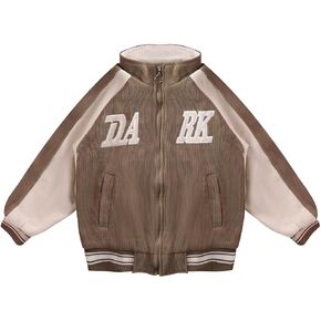 Goengmo Boys Baseball Jacket Letter C Varsity Jacket Kids Long Sleeve Fall Winter Outwear Button Coat 2-10 Years