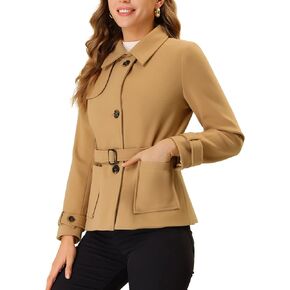 Allegra K Women's Winter Outerwear Single Breasted Belted Pea Coat