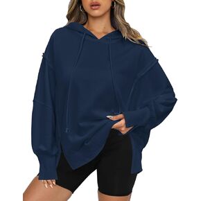 المرأة هوديس المتضخم البلوز عادية كم طويل الجانب الشق عالية منخفضة مضلع متماسكة هيم البلوز Y2K الملابس in Kuwait